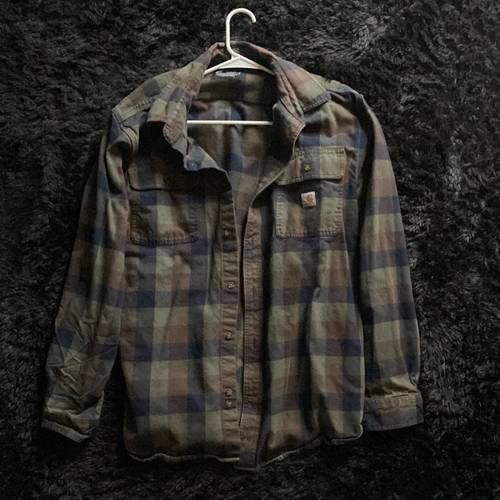 Carheartt flannel jacket, large, green